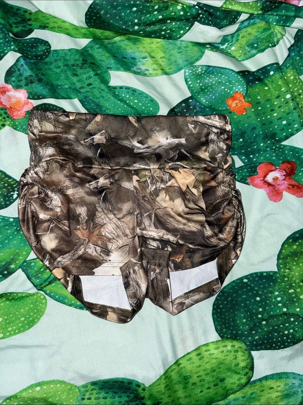 SHEIN Women's Camouflage Athletic Shorts - Brown Green